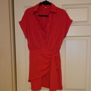 Hot Pink faux Wrap Dress